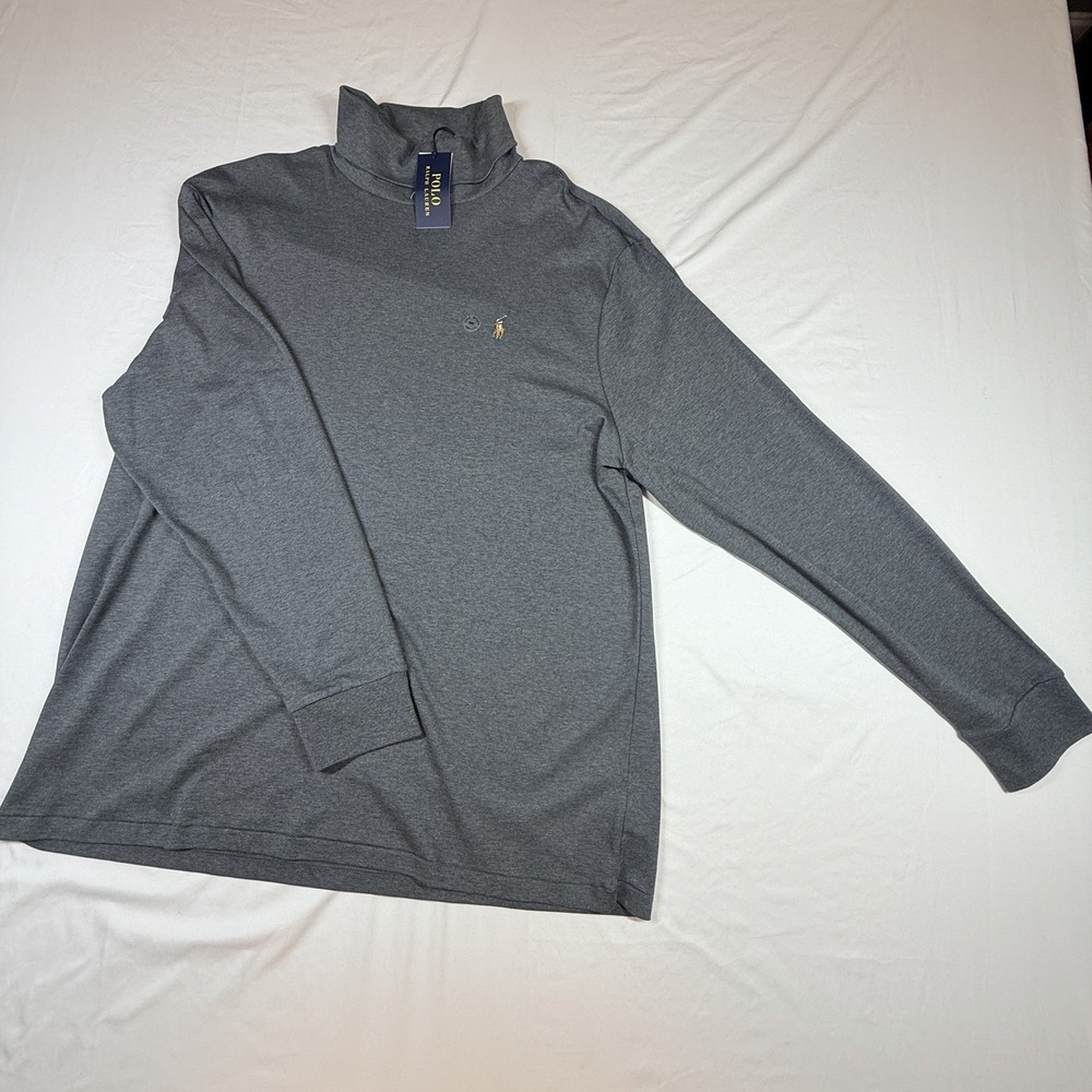 Polo Ralph Lauren XXL Gray Turtleneck Long Sleeve Shirt Pony Logo NWT